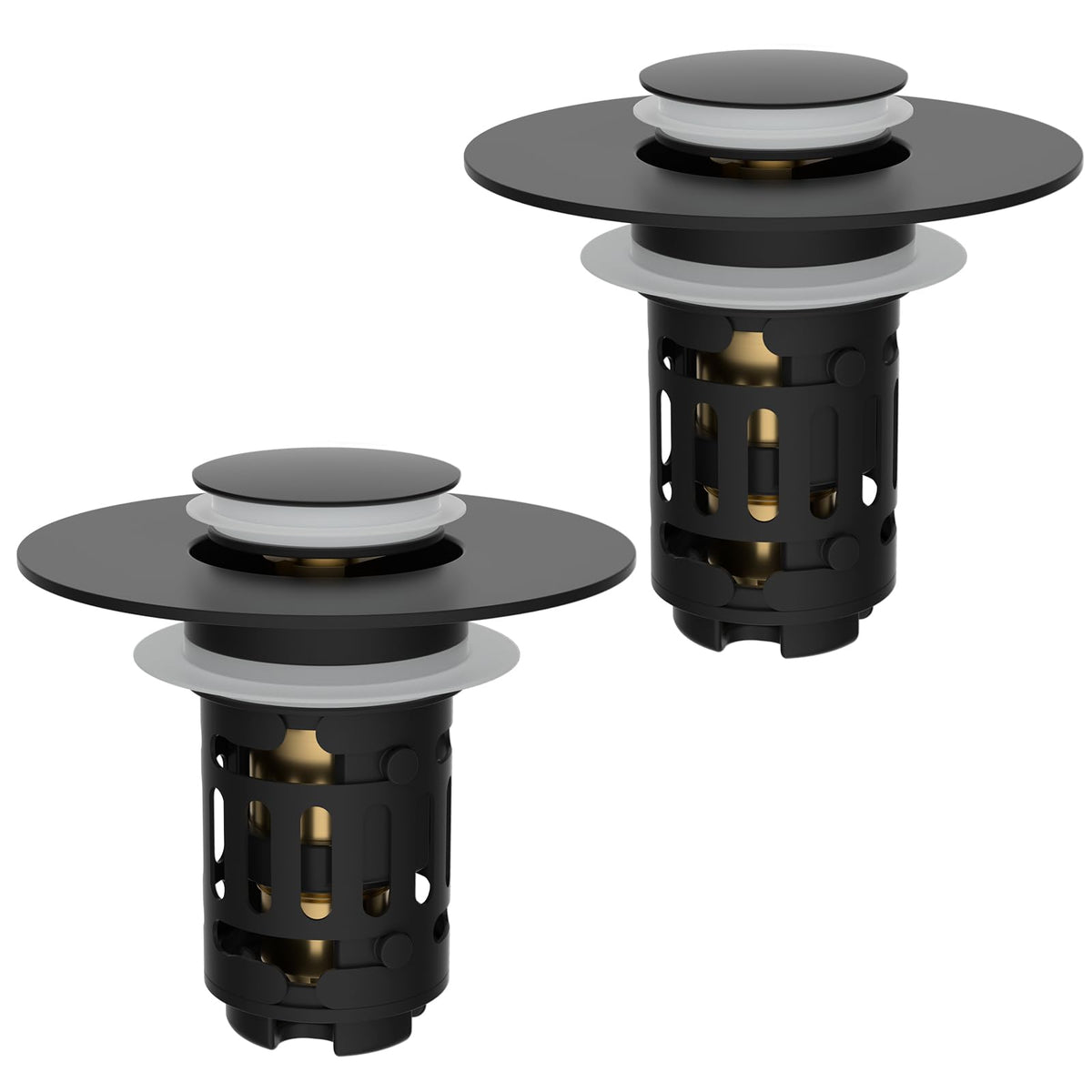 Hibbent 2 PCS Upgraded 3 in 1 Bathroom Sink Drain Strainer, Pop Up Stopper