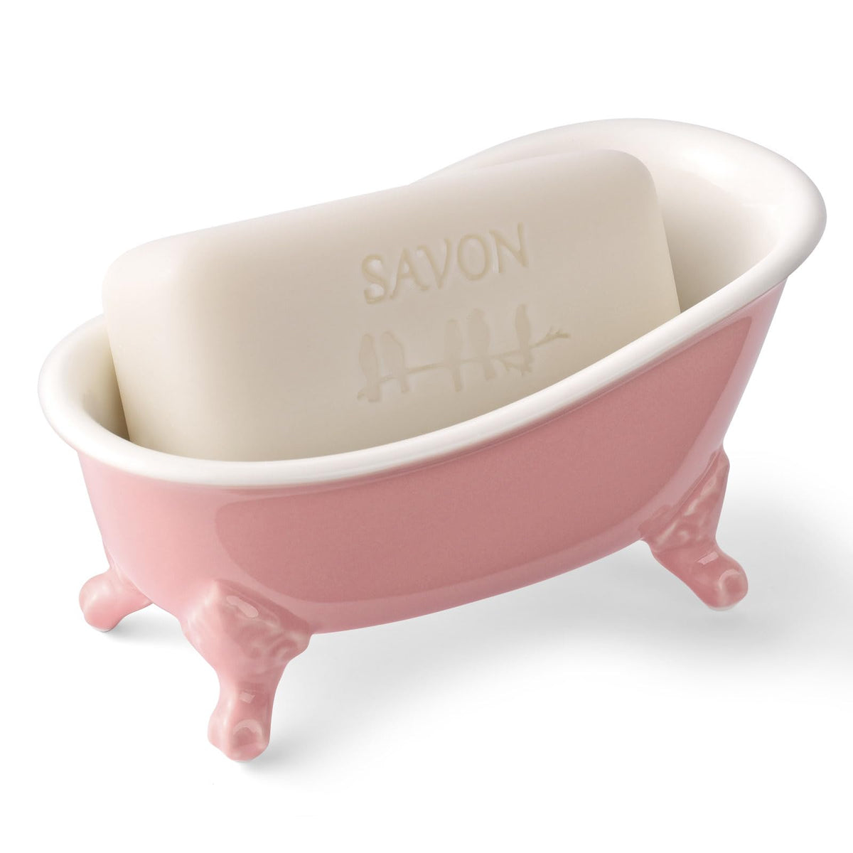 Vintage Ceramic Mini Clawfoot Bathtub Bar Soap Holder,Lavender
