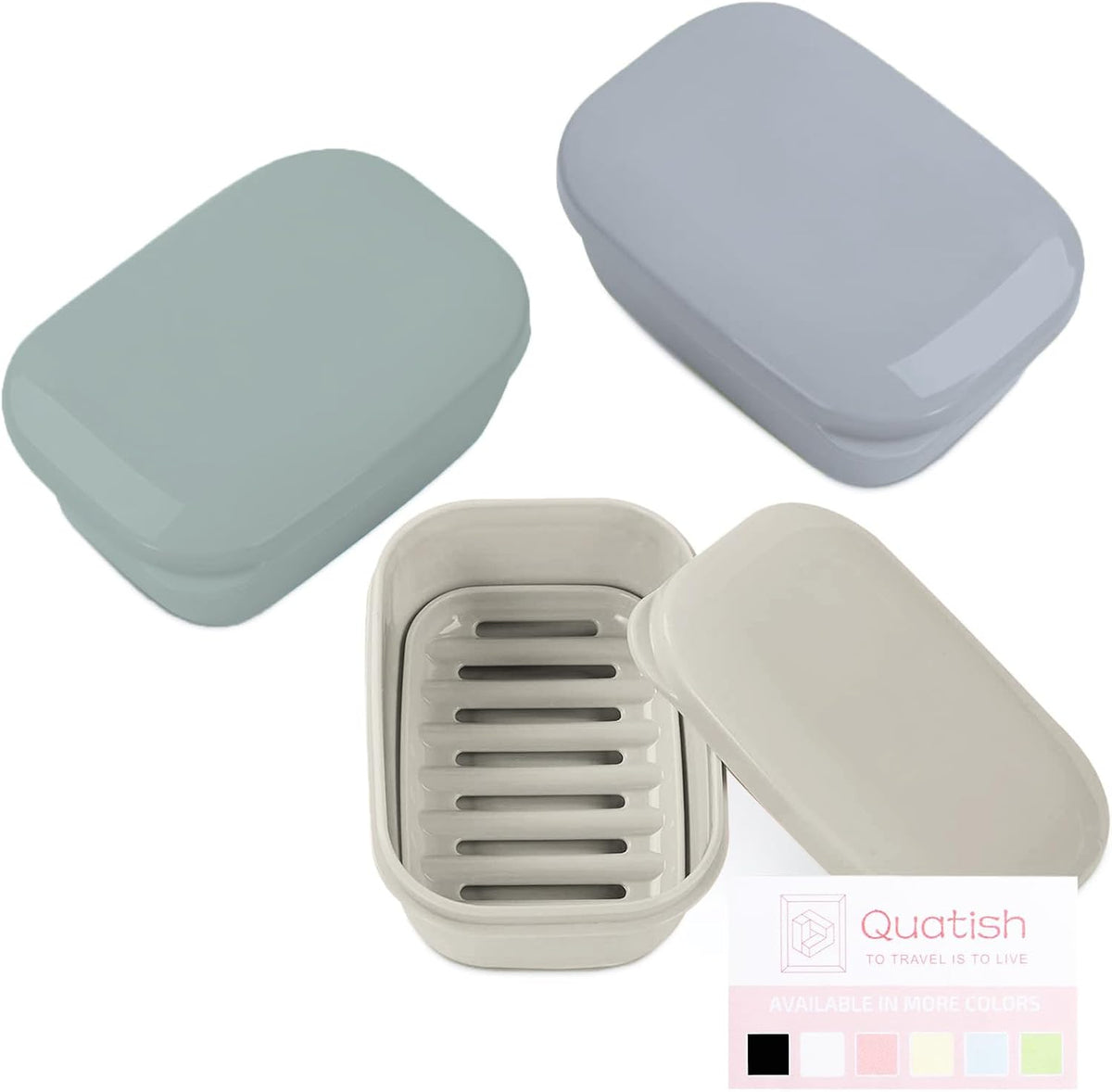 Quatish 4 Pack Travel Soap Case Leakproof, Portable Travel Bar Soap Holder Container with Lid for Camping, Gym, Multicolor