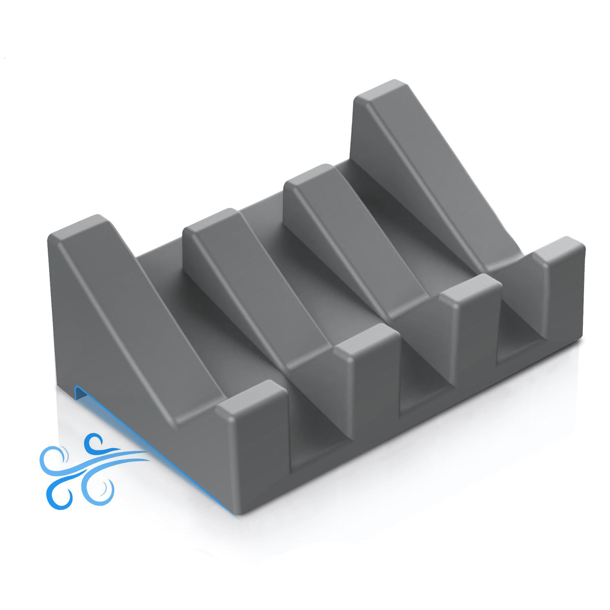 Silicone Soap Dish,3PCS Self Draining Bar Soap Holder,Dark Gray