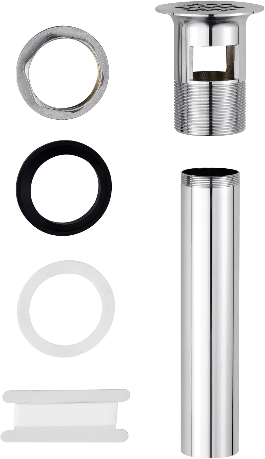 ZM Brass Grid Drain Strainer Assembly 1-1/4 Inch with Overflow Chrome