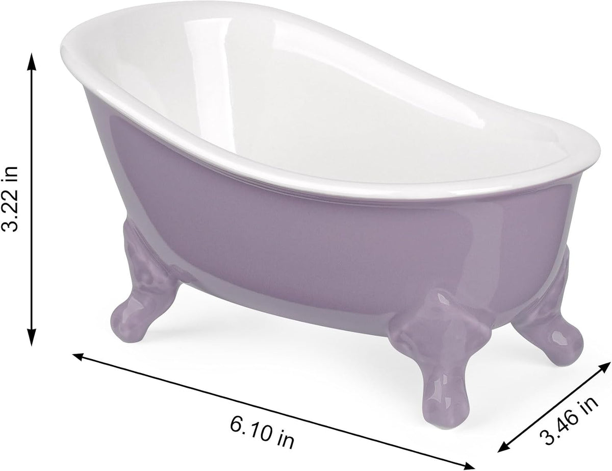Vintage Ceramic Mini Clawfoot Bathtub Bar Soap Holder,Lavender