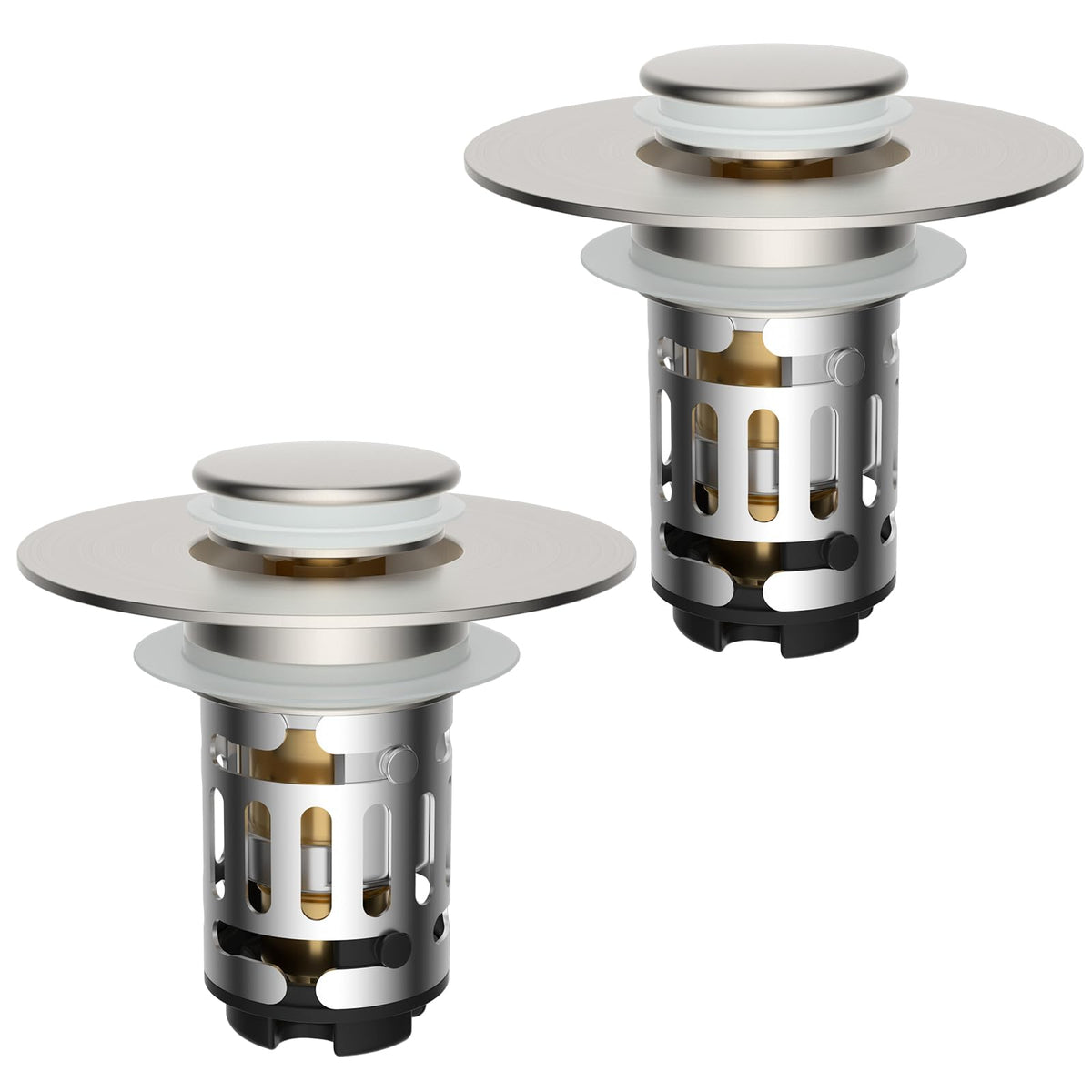Hibbent 2 PCS Upgraded 3 in 1 Bathroom Sink Drain Strainer, Pop Up Stopper