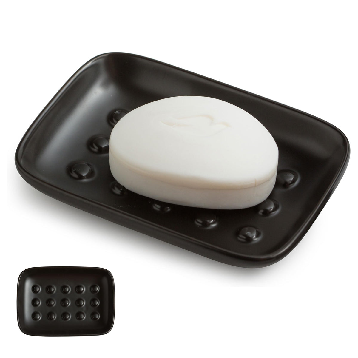 Miamolo Soap Dish Bar Cleaner Dish for Shower, Ceramic Soap Dishes for Large Soap Bar Shampoo or Sponge, Shower Soap Dish Soap Saver Tray for Bathroom Kitchen Sink, Easy to Clean