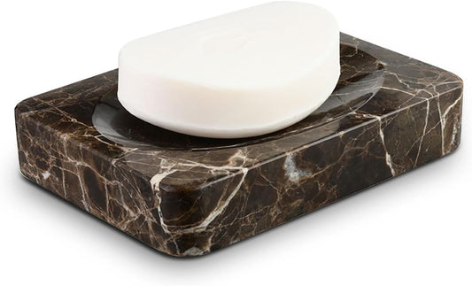 Natural Marble Soap Dish, Rectangle Emperador Dark Jewelry Dish