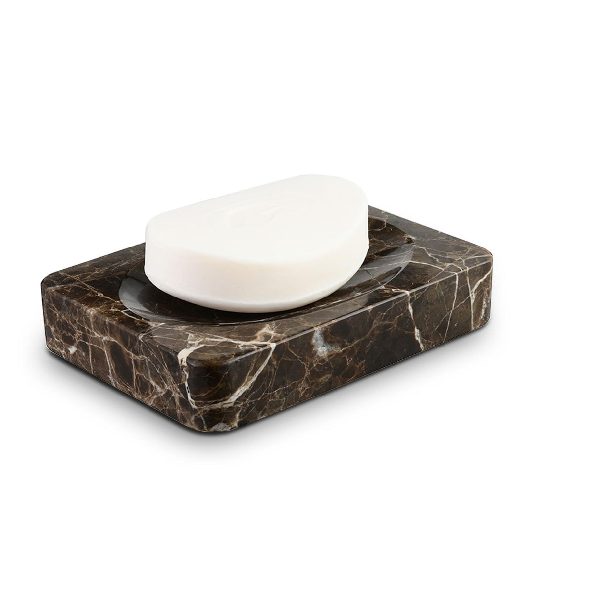 Natural Marble Soap Dish, Rectangle Emperador Dark Jewelry Dish