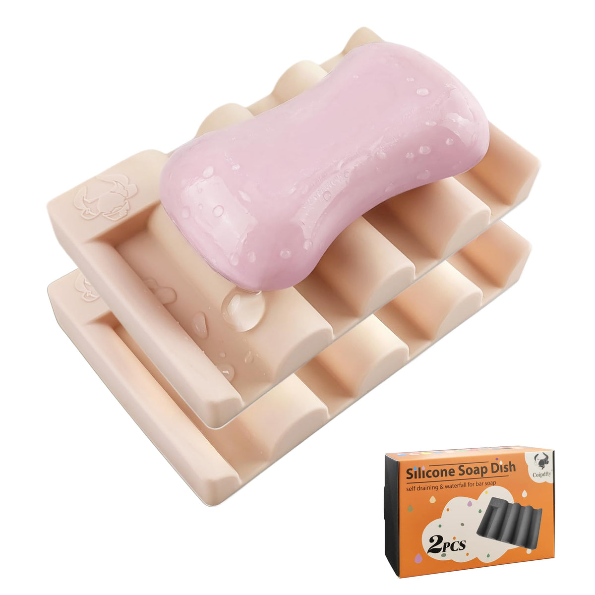 Silicone Soap Dish,Self Draining Soap Holder Perfect for Shower,Bathroom Sink,Kitchen Sink & Travel,Non-Slip Bar Soap Holder Extend Soap Life,Keep Soap Bars Dry & Easy Cleaning Black-2Pcs