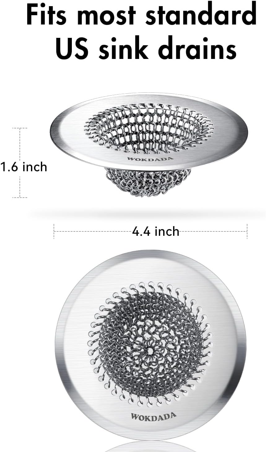 2 Pack Kitchen Sink Drain Strainer,Patented Reversible Chain Mesh Basket