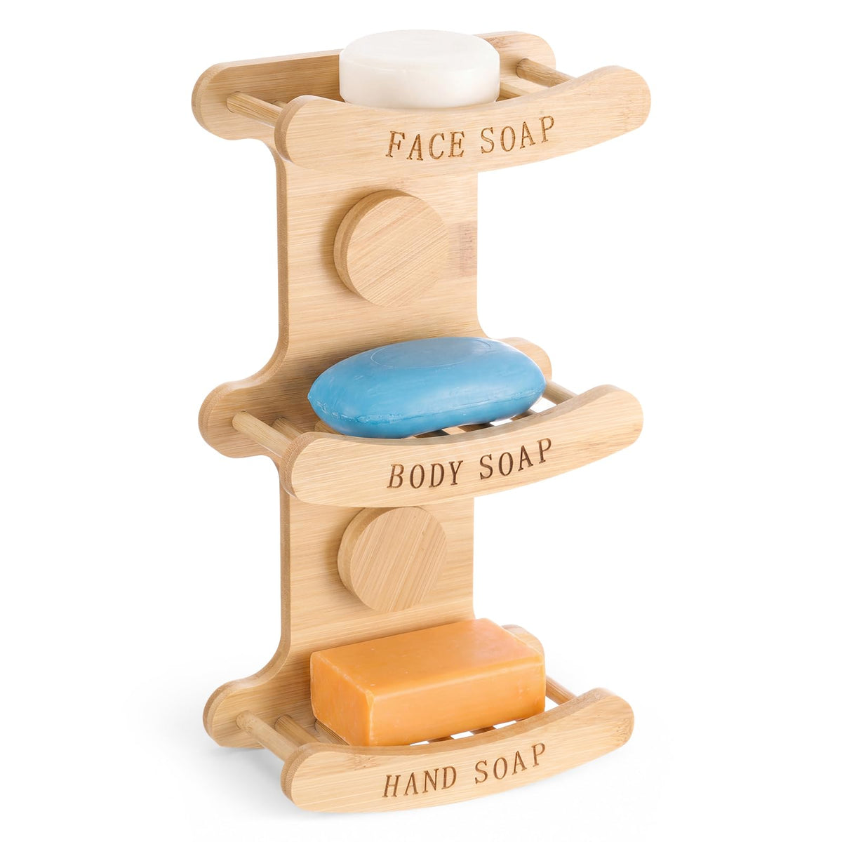 3-Tier Bamboo Soap Holder for Shower, Self Draining