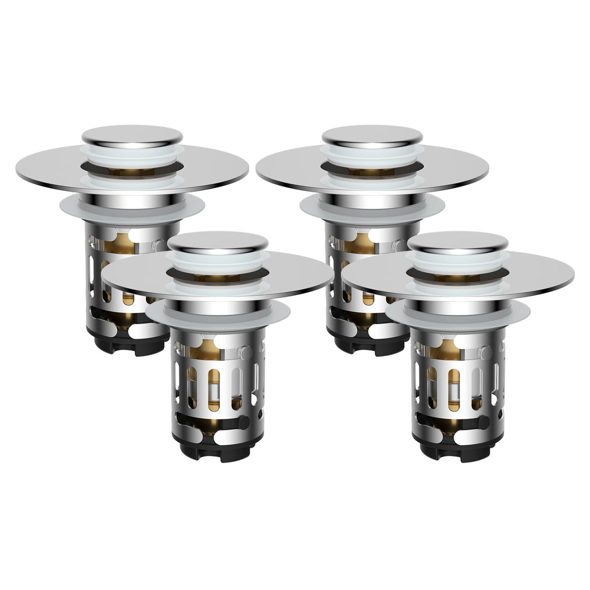 Hibbent 2 PCS Upgraded 3 in 1 Bathroom Sink Drain Strainer, Pop Up Stopper