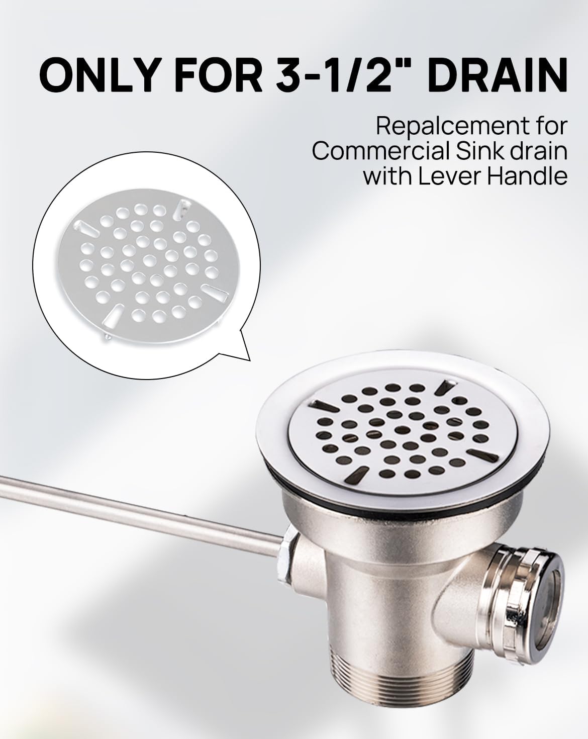 3-1/2" Flat Strainer for Commercial Sink Waste Valve Lever Drain