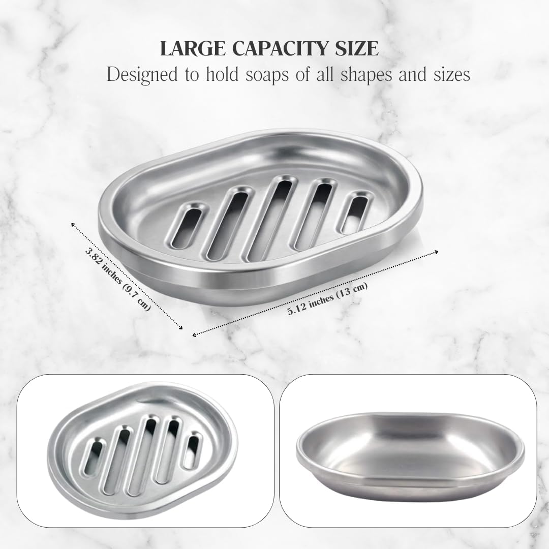 Chandler Stainless Steel Soap Dish, Brushed Nickel Draining Bar Holder