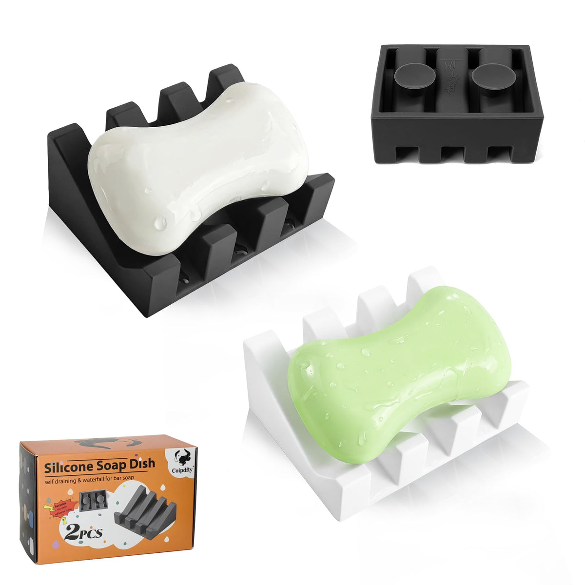 Soap Dish Holder for Shower with Suction Cup, Silicone Soap Holder & Saver Self-Draining Bar Soap Dish Keeps Soap Dry for Bathroom, Kitchen, Bathtub, Extends Soap Life (LightGrey-1Pack)
