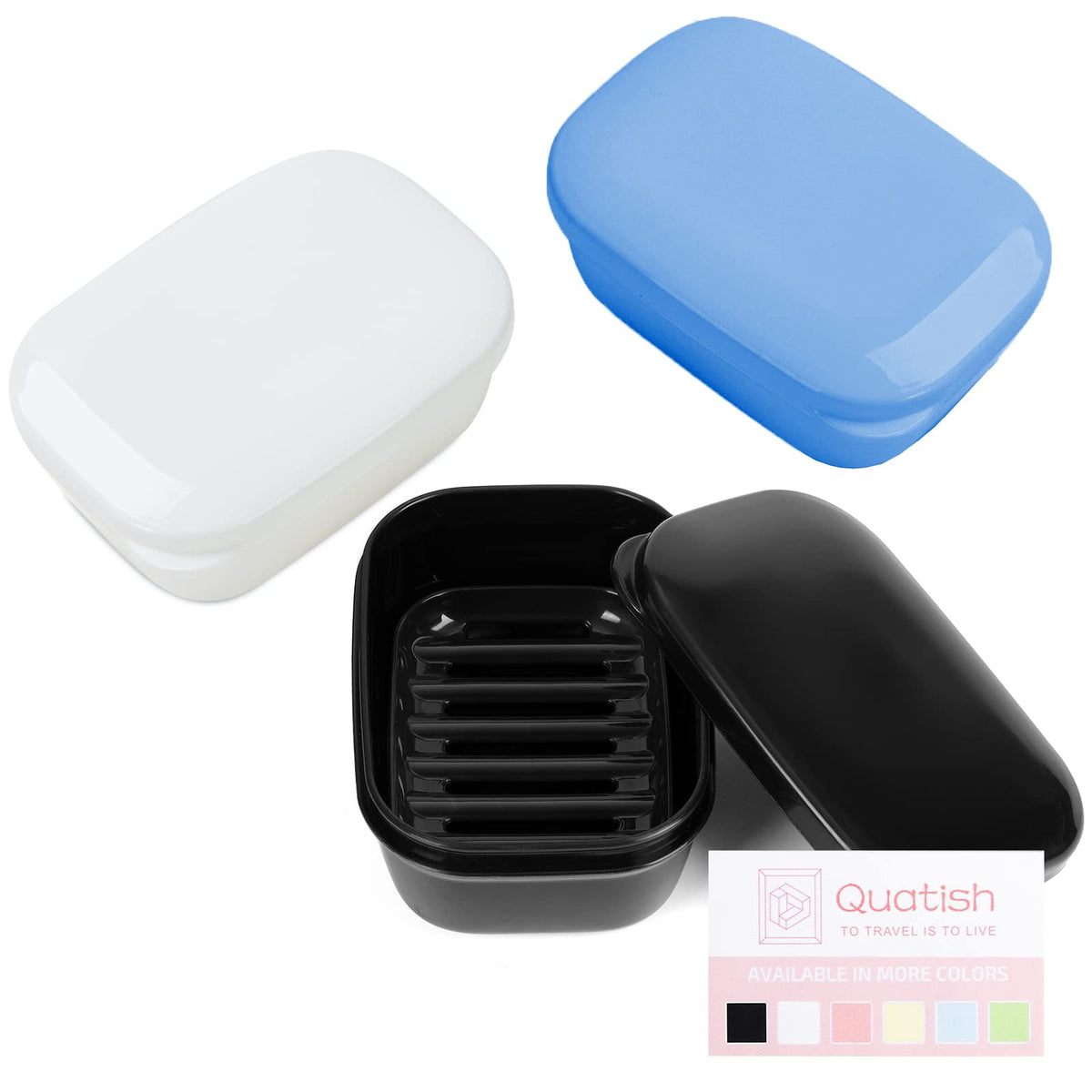 Quatish 4 Pack Travel Soap Case Leakproof, Portable Travel Bar Soap Holder Container with Lid for Camping, Gym, Multicolor