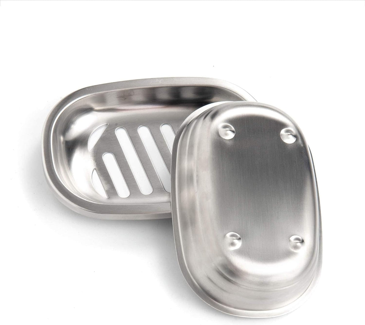 IMEEA Silver Soap Dish SUS304 Stainless Steel Brushed Soap Dish with Drain Bathroom Soap Holder