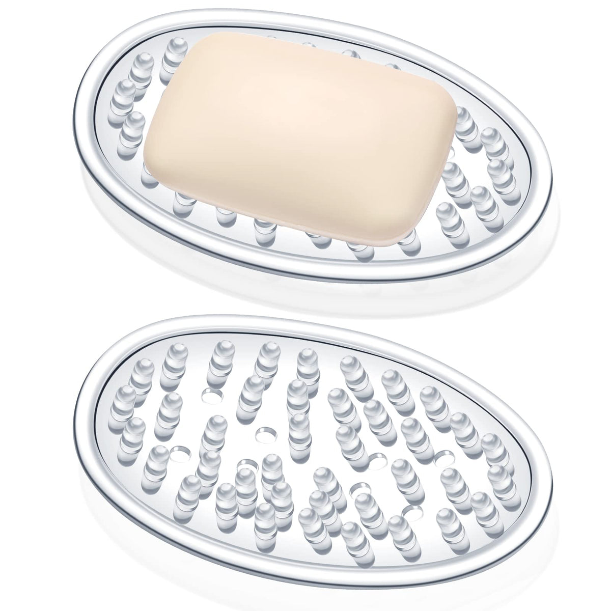 6 Pcs Soap Dish with Holes for Kitchen Bathroom, Clear