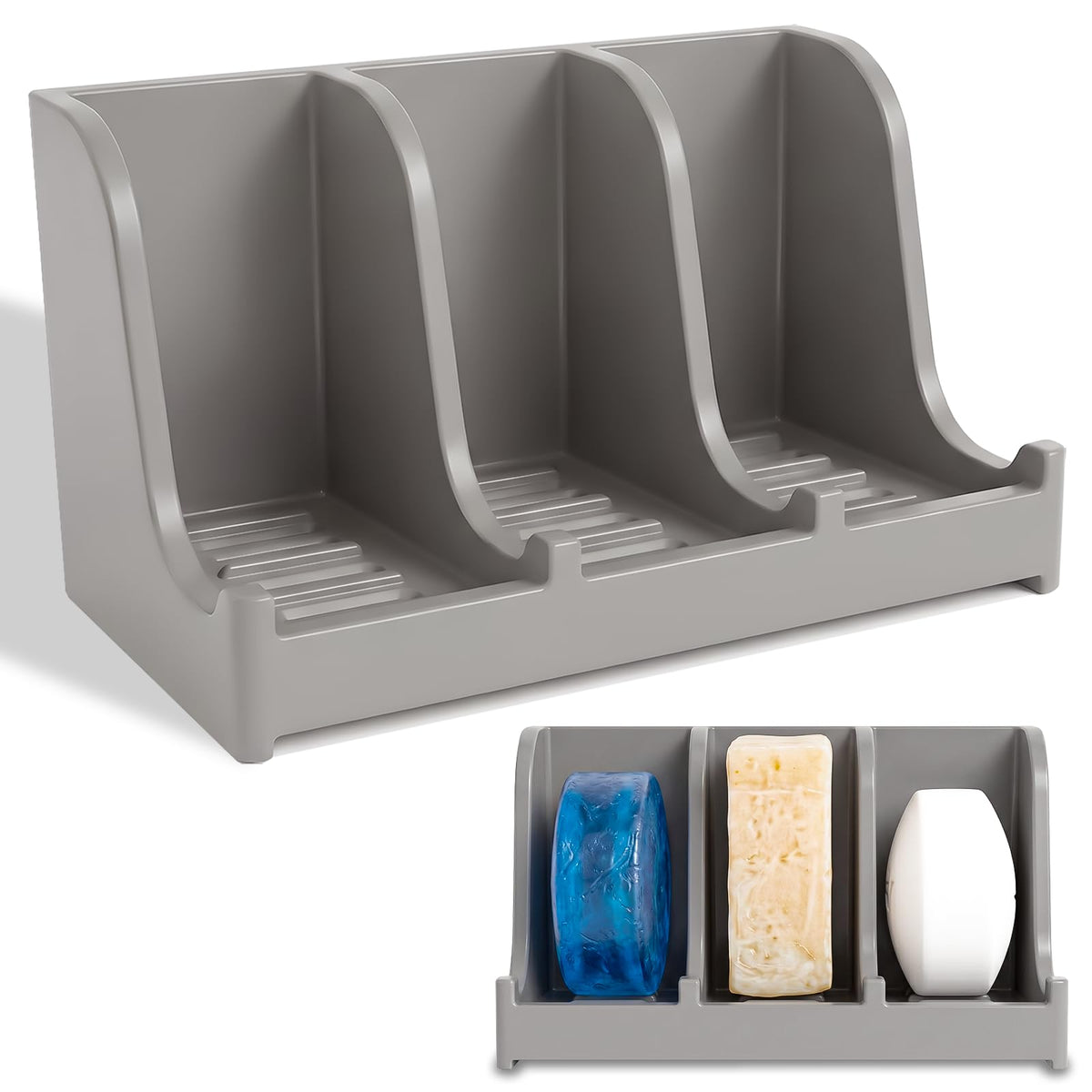 3-Compartment Shower Soap Holder & Organizer for Multiple Bars