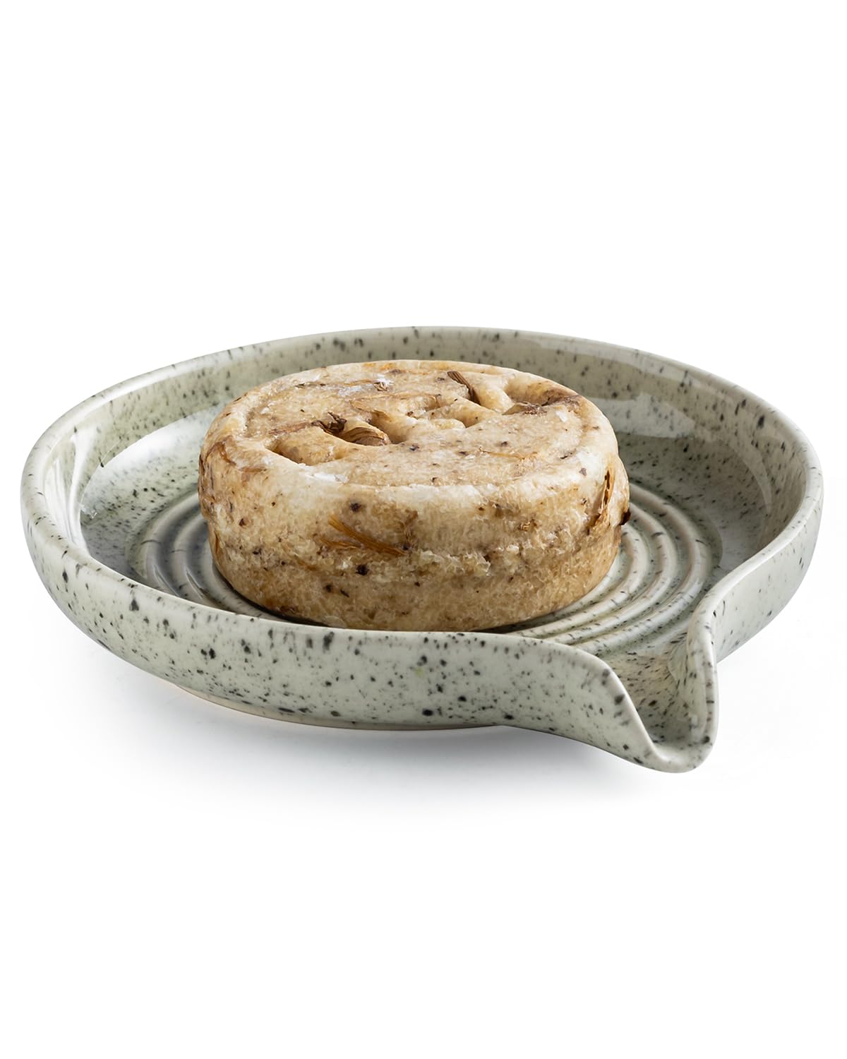 Zoeeker Soap Dish with Waterfall Design, Ceramic Soap Holder for Countertop