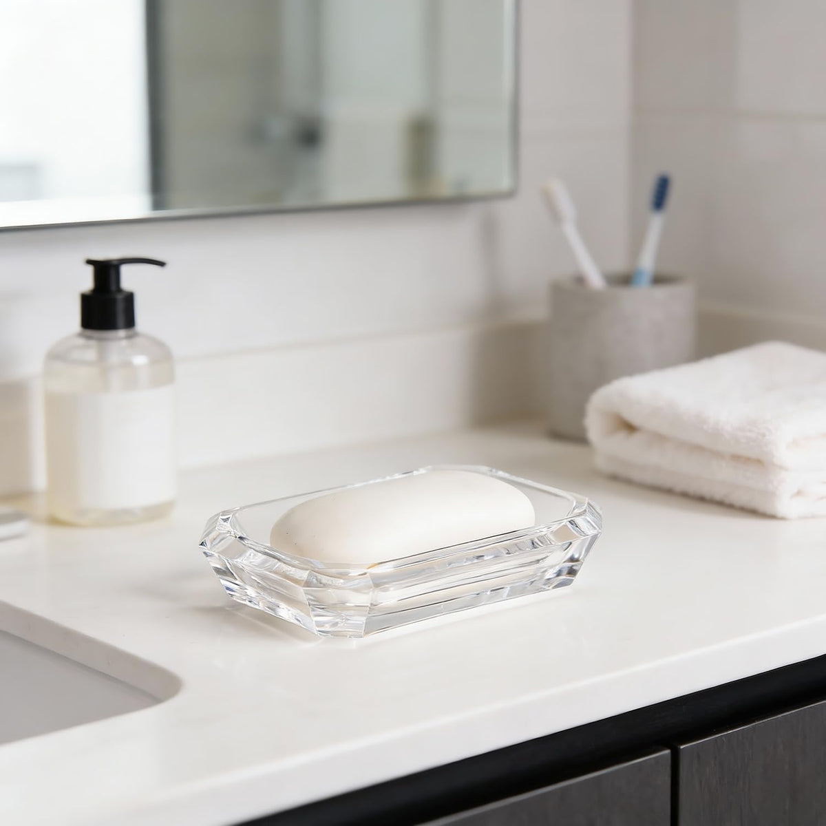 WAIT FLY Acrylic Soap Holder Bathroom Balcony Laundry Pool Decorative Soap Dish-Transparent-1 PCS