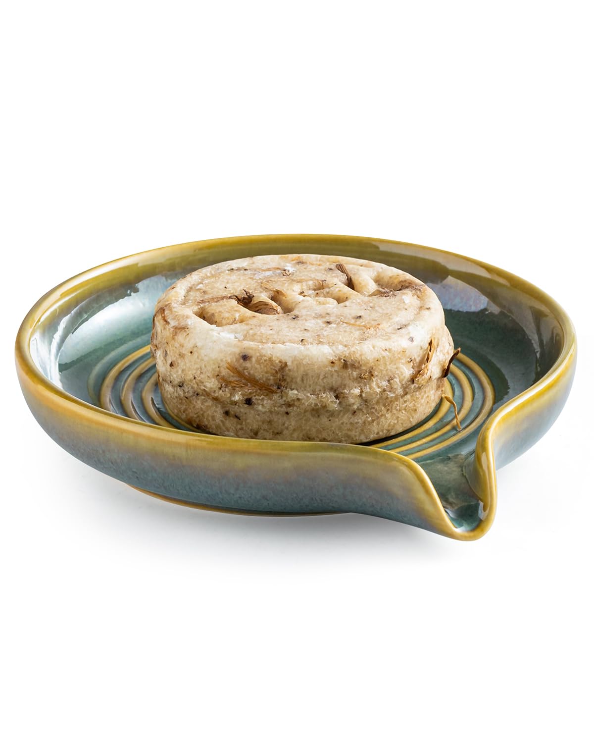 Zoeeker Soap Dish with Waterfall Design, Ceramic Soap Holder for Countertop
