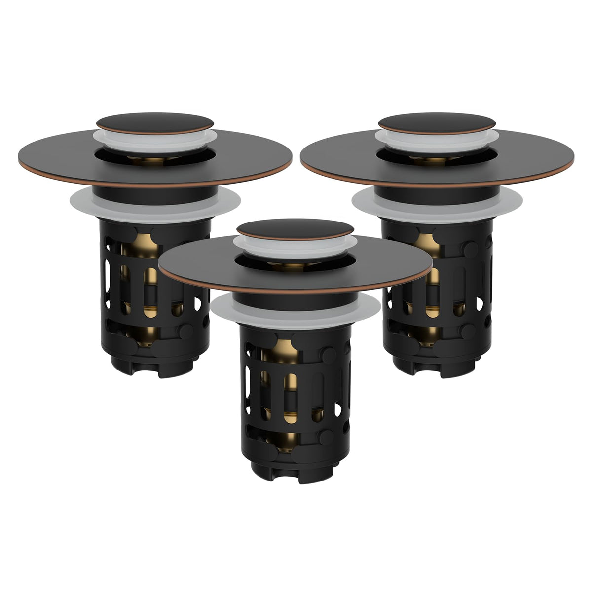Hibbent 2 PCS Upgraded 3 in 1 Bathroom Sink Drain Strainer, Pop Up Stopper