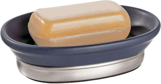 iDesign Soap Dish, Matte Navy/Brushed Nickel