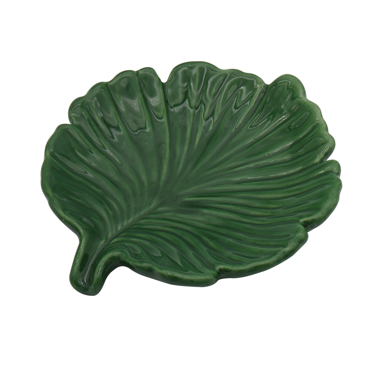 Elegant Bathroom Soap Dish,Ceramic Soap Dish Holder in Palm Leaf Style,Self-Draining Design for Bathroom