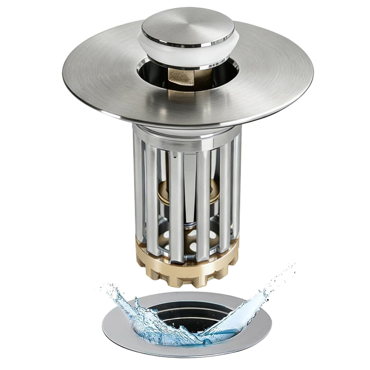 Anlige Bathroom Sink Drain Strainer, 3 in 1 Pop Up Bathroom Sink Stopper