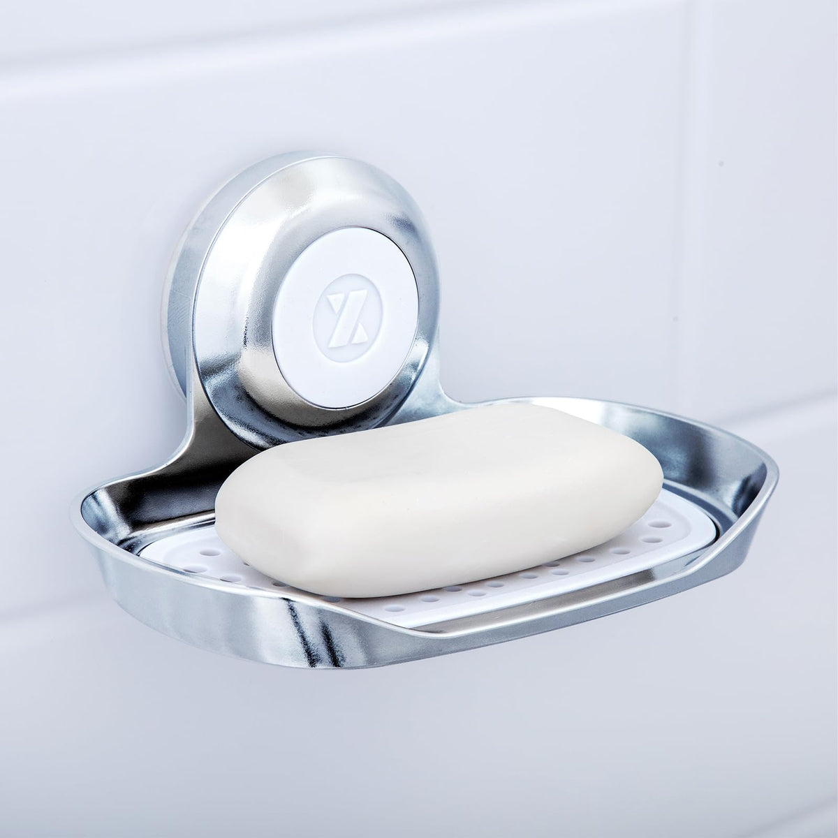 SlipX Solutions Strong Hold Suction Cup Soap Dish for Shower, Chrome