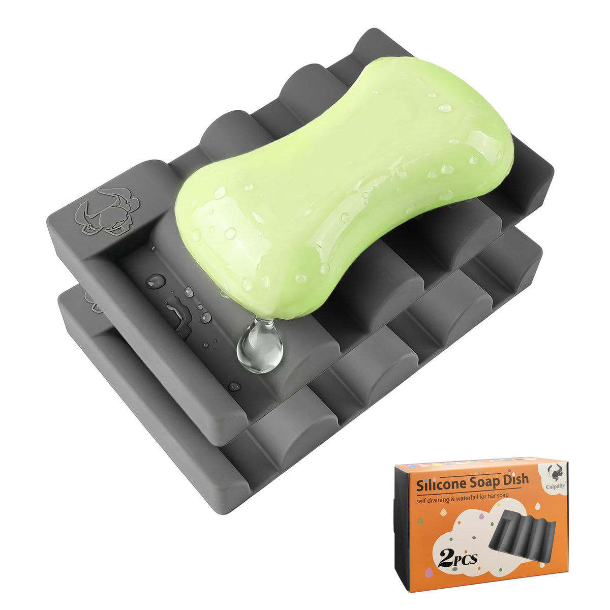 Silicone Soap Dish,Self Draining Soap Holder Perfect for Shower,Bathroom Sink,Kitchen Sink & Travel,Non-Slip Bar Soap Holder Extend Soap Life,Keep Soap Bars Dry & Easy Cleaning Black-2Pcs