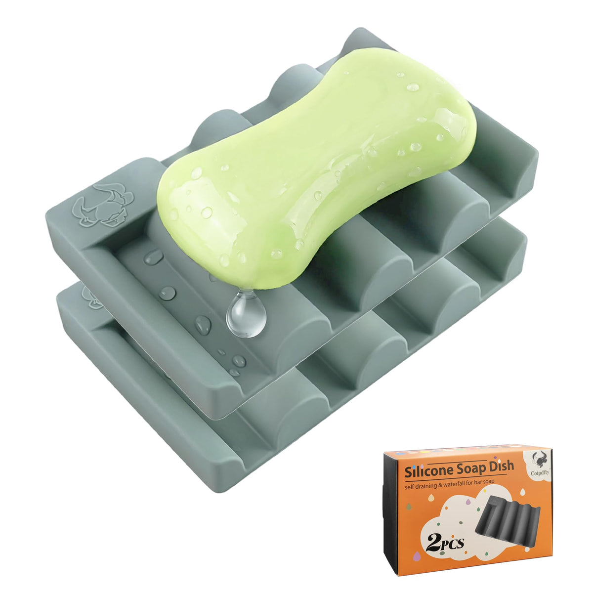 Silicone Soap Dish,Self Draining Soap Holder Perfect for Shower,Bathroom Sink,Kitchen Sink & Travel,Non-Slip Bar Soap Holder Extend Soap Life,Keep Soap Bars Dry & Easy Cleaning Black-2Pcs