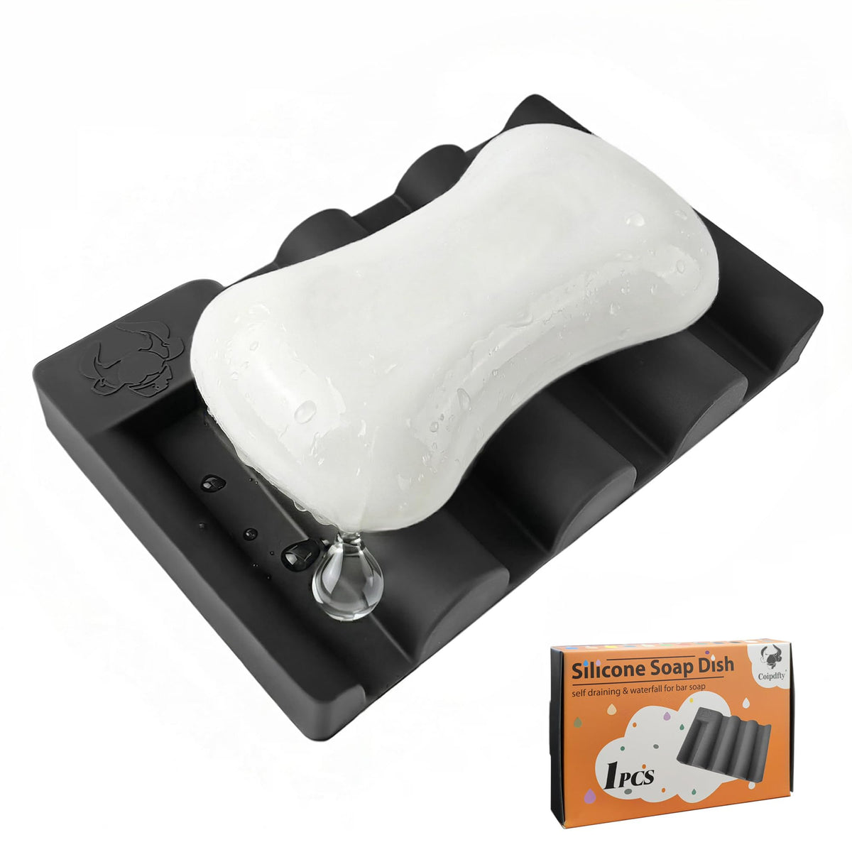 Silicone Soap Dish,Self Draining Soap Holder Perfect for Shower,Bathroom Sink,Kitchen Sink & Travel,Non-Slip Bar Soap Holder Extend Soap Life,Keep Soap Bars Dry & Easy Cleaning Black-2Pcs