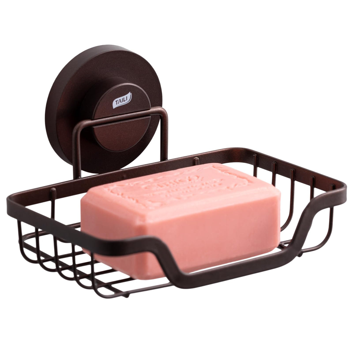 TAILI Soap Dish, Bar Soap Holder Suction Cup,Sponge Holder for Shower,Black