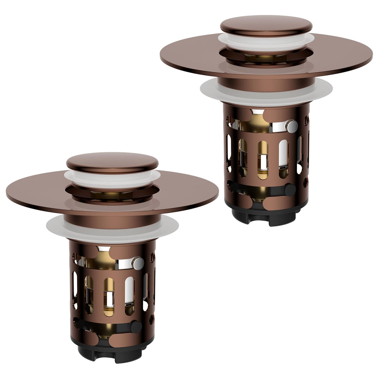 Hibbent 2 PCS Upgraded 3 in 1 Bathroom Sink Drain Strainer, Pop Up Stopper
