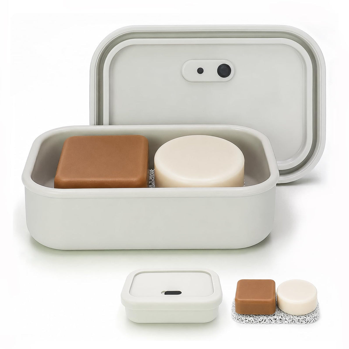 AIDIMMING Large Shampoo Bar Travel Case, Silicone Travel Soap Case, Green