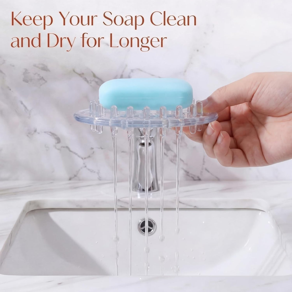 6 Pcs Soap Dish with Holes for Kitchen Bathroom, Clear