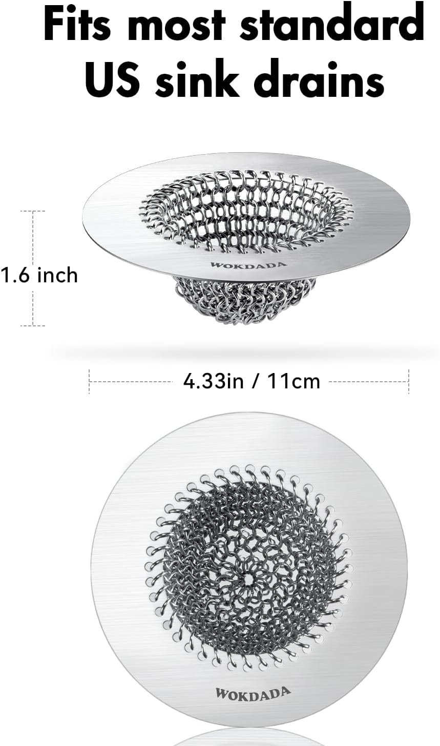 WOKDADA Reversible Kitchen Sink Drain Strainer, Anti-Clog Flat Edge Design