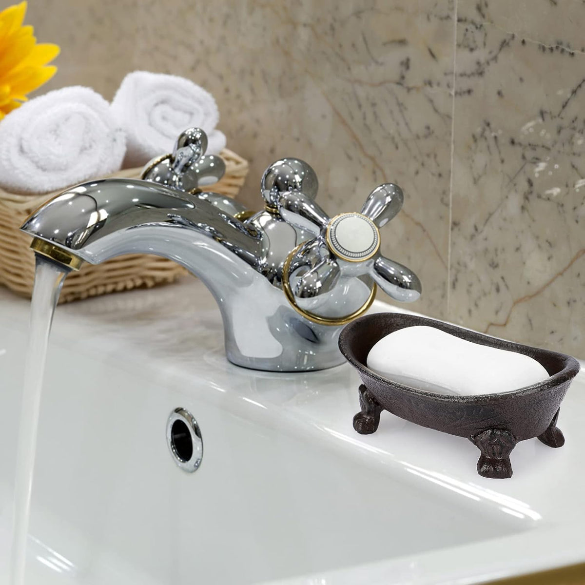 Sumnacon Cast Iron Bathtub Soap Dish, Heavy Duty Vintage Metal Soap Holder