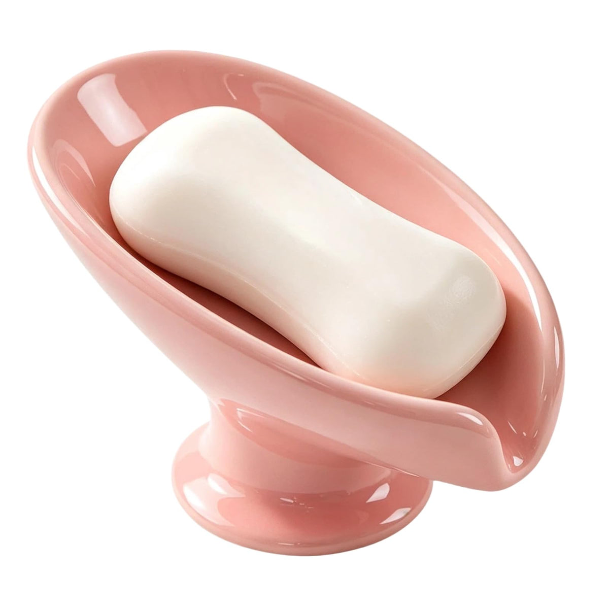 Bar Soap Holder, Soap Dish for Shower, Self Draining Soap Dish, Metallic Glossy Ceramic Soap Holder, Used for Sinks, Bathrooms, Showers,Kitchens (Golden)