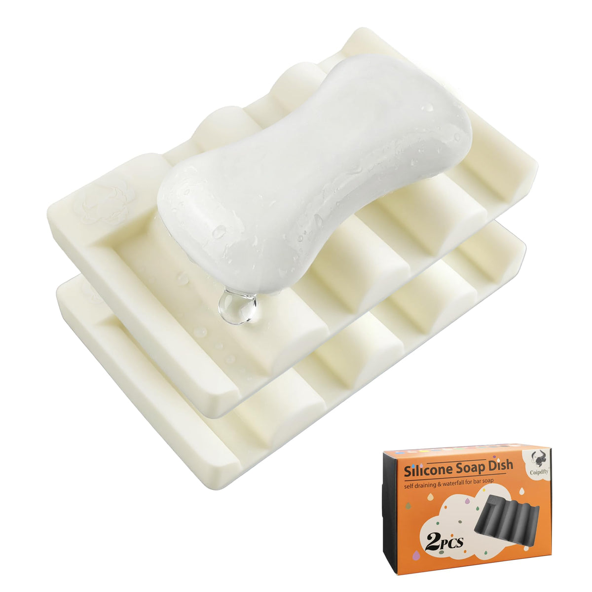 Silicone Soap Dish,Self Draining Soap Holder Perfect for Shower,Bathroom Sink,Kitchen Sink & Travel,Non-Slip Bar Soap Holder Extend Soap Life,Keep Soap Bars Dry & Easy Cleaning Black-2Pcs