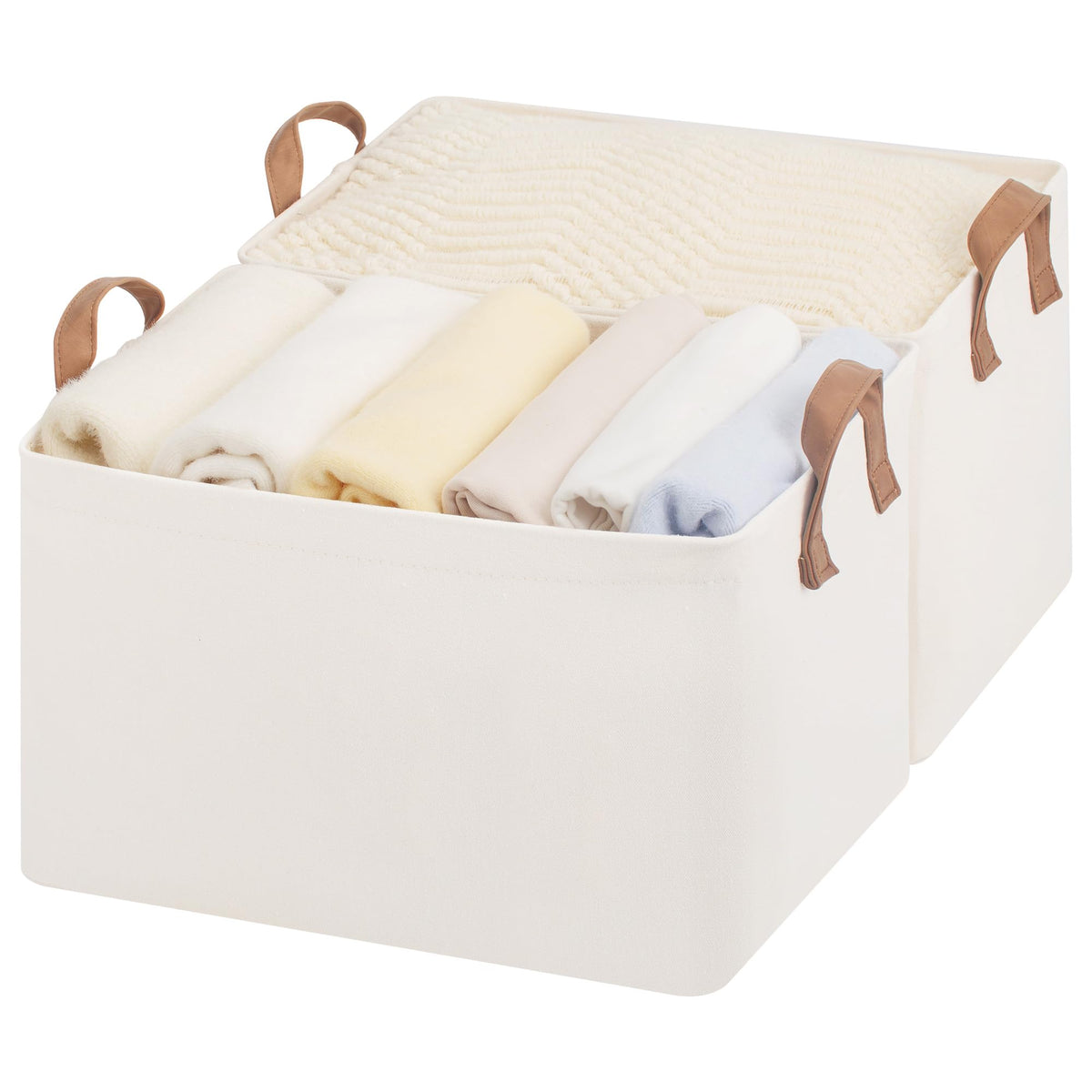 StorageWorks Storage Basket for Shelves, Storage Bins, Beige, 2-Pack