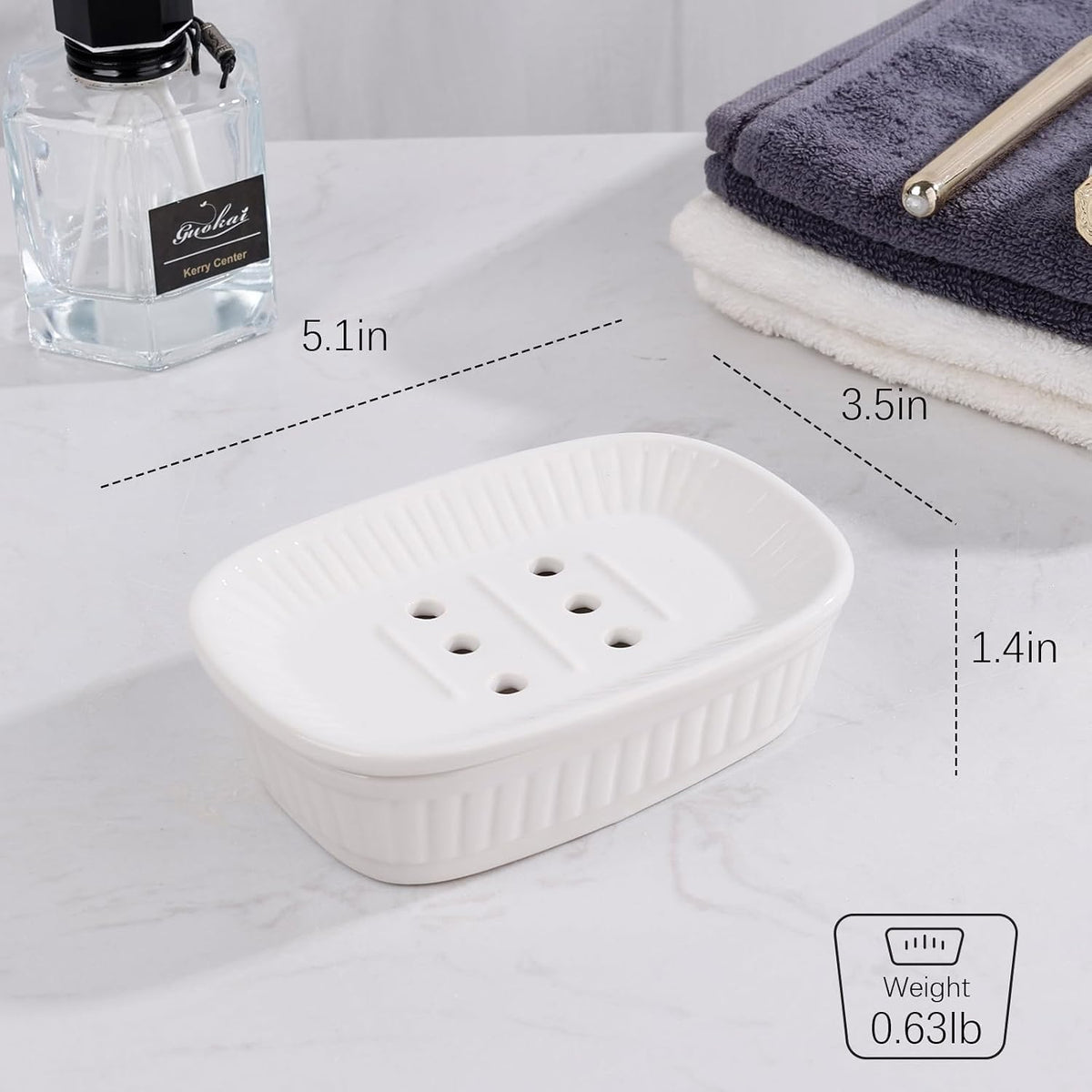 ANTIS'S HOME Ceramic Double Layer Self Draining White Soap Dish Bathroom Kitchen