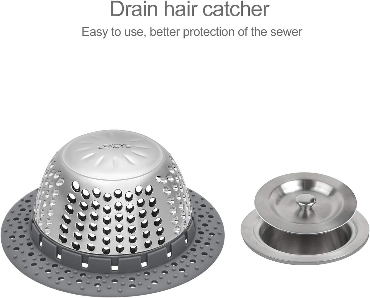 LEKEYE Drain Hair Catcher/Bathtub Drain Cover/Drain Protector for Pop-Up & Regular Drains(Patented Product)