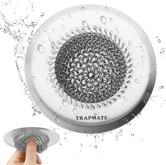TRAPMATE Kitchen Sink Drain Strainer, 4.4" Reversible Chain Mesh Basket