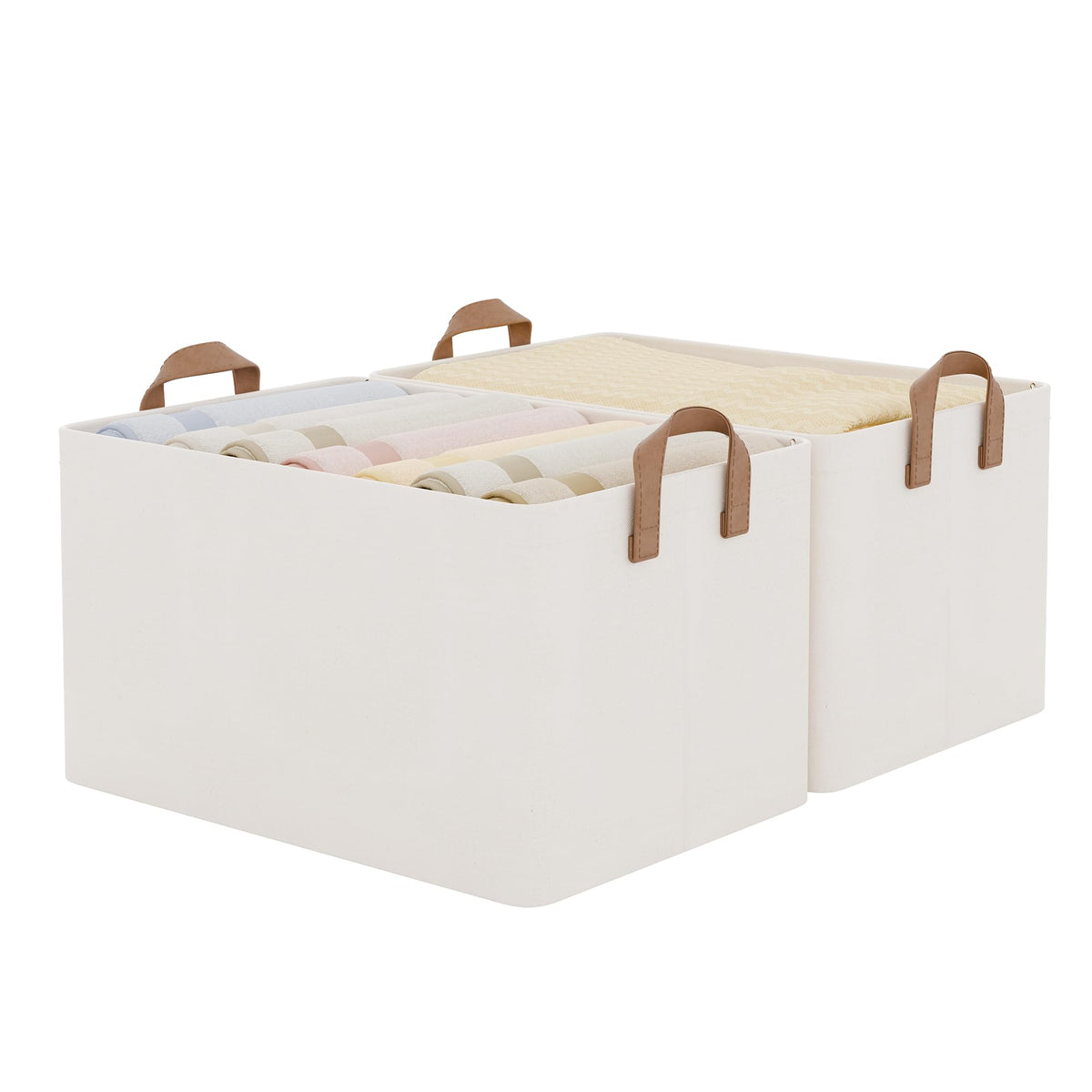 StorageWorks Storage Basket for Shelves, Storage Bins, Beige, 2-Pack