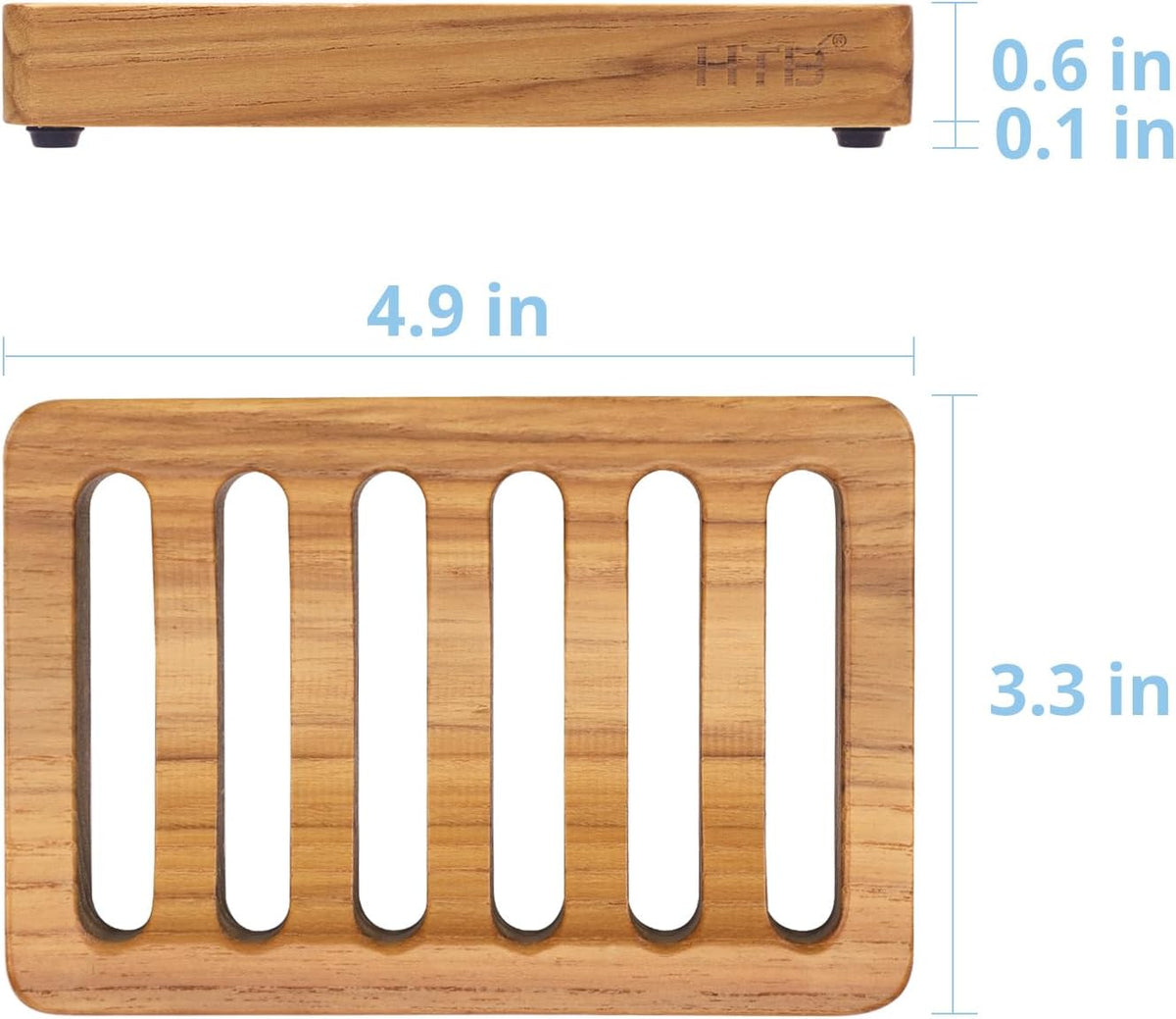 HTB 2 Pack Slotted Bar Soap Holder Teak Wood,Sponge Holder for Kitchen Sink