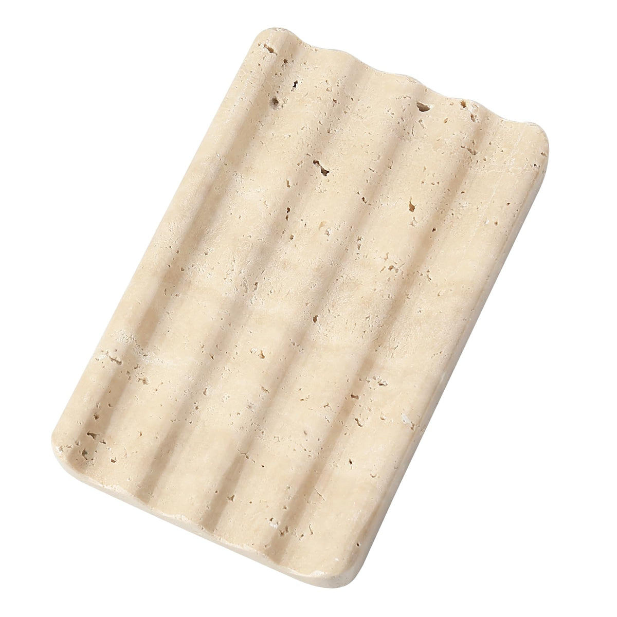 Koville Natural Marble Soap Dish for Bathroom Shower, White Gold Marble Soap Tray for Bathroom, Stone Soap Tray for Sink, Stripe Grooves Soap Saver Keep Soap Bars Dry Easy Clean