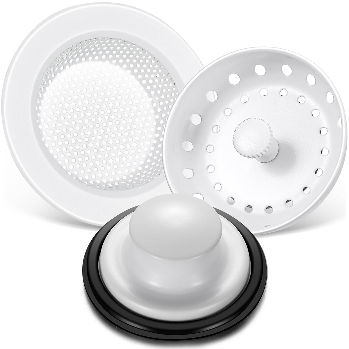 Mudder 3 Pcs Sink Plug Stopper Disposal Drain Strainer,Silver
