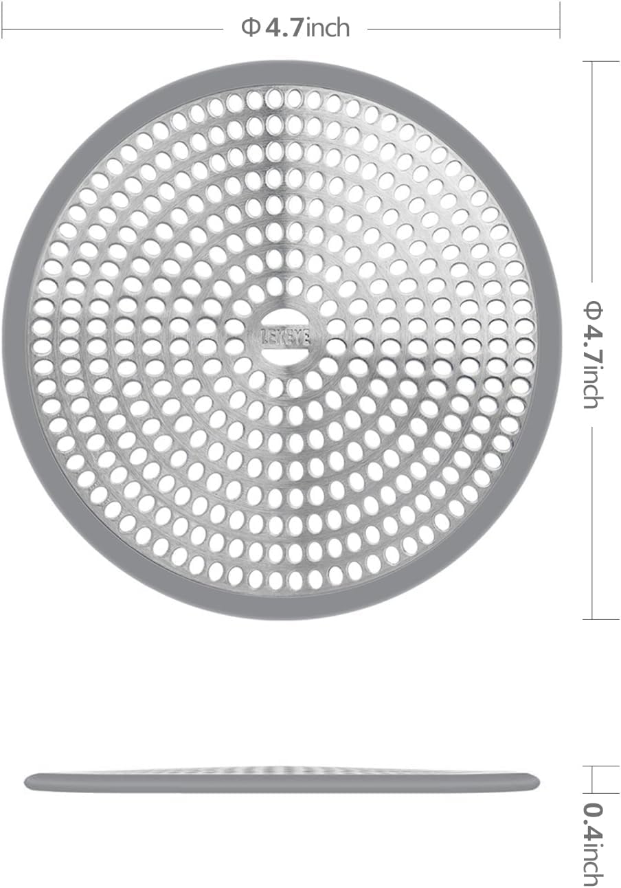 LEKEYE Shower Drain Hair Catcher/Strainer/Stainless Steel and Silicone