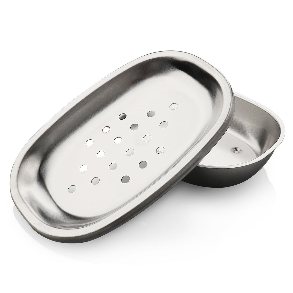 Stainless Steel Soap Dish with Double Layer Draining for Bathroom, Chrome Brushed Nickel Soap Box with Drainage, Shower Countertop Tray (Dots)